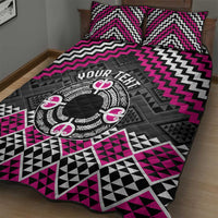 Personalised Aotearoa Niho Taniwha Motif Quilt Bed Set Pink Style LT9 - Polynesian Pride