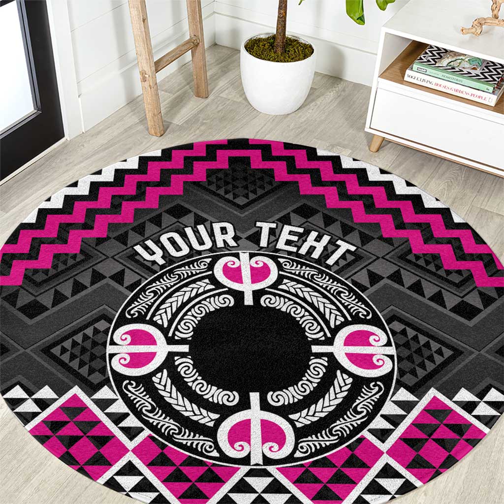 Personalised Aotearoa Niho Taniwha Motif Round Carpet Pink Style