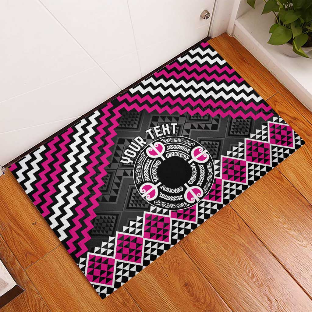 Personalised Aotearoa Niho Taniwha Motif Rubber Doormat Pink Style LT9 - Polynesian Pride