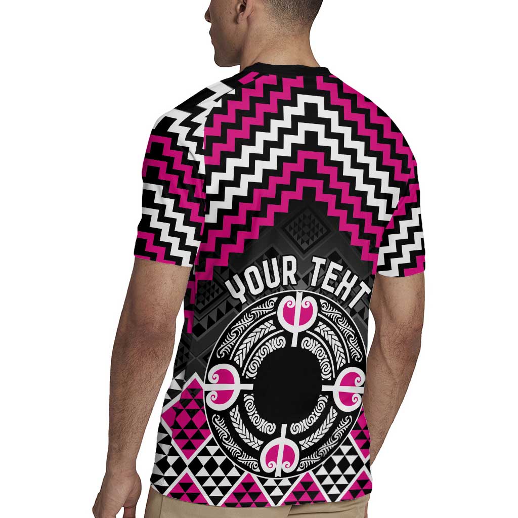 Personalised Aotearoa Niho Taniwha Motif Rugby Jersey Pink Style