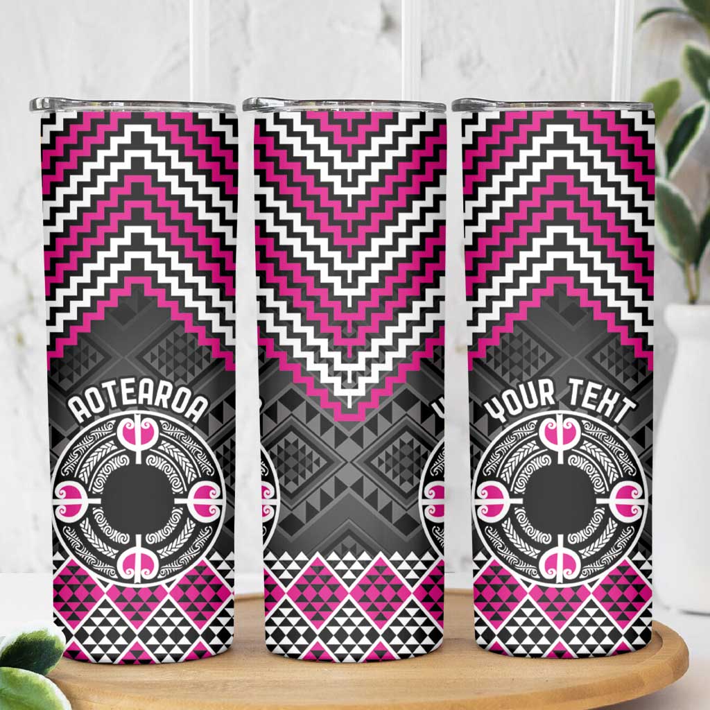 Personalised Aotearoa Niho Taniwha Motif Skinny Tumbler Pink Style
