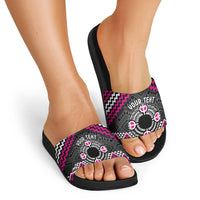 Personalised Aotearoa Niho Taniwha Motif Slide Sandals Pink Style - Polynesian Pride