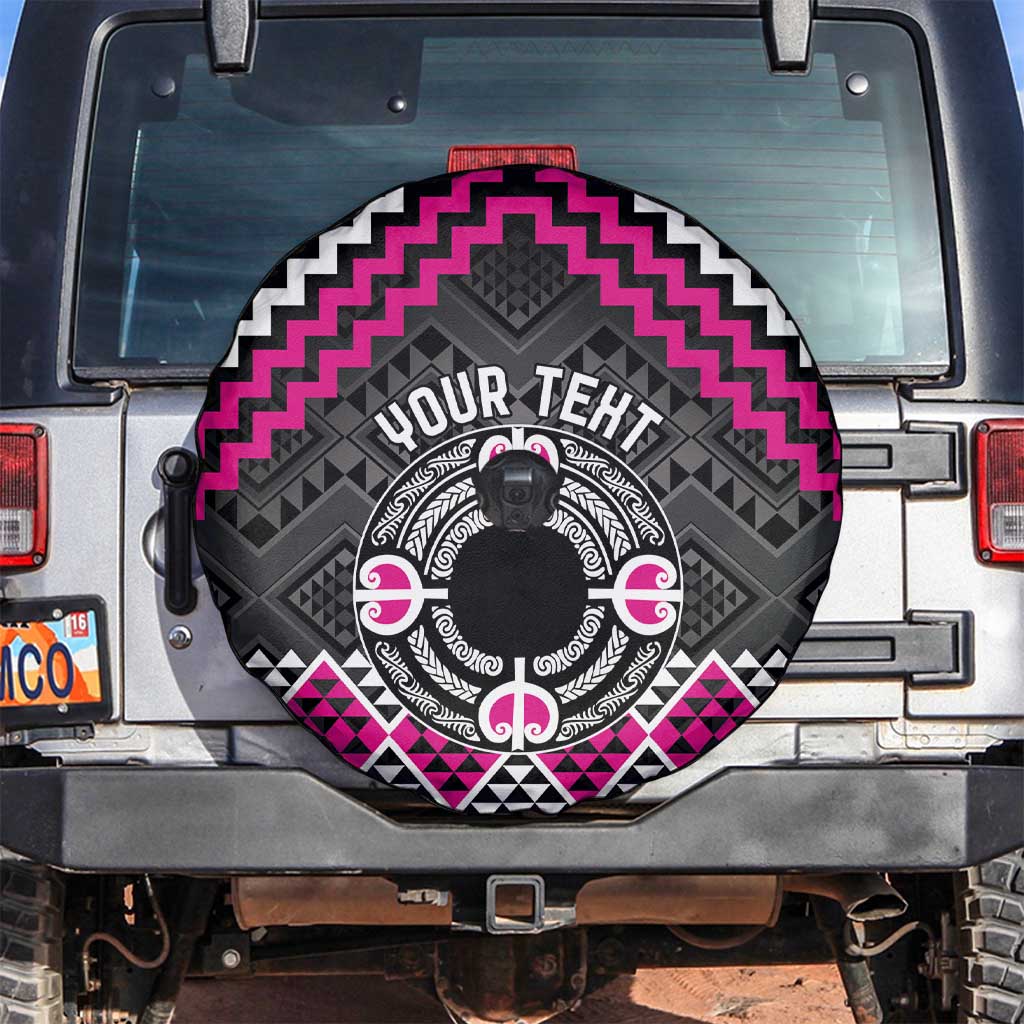 Personalised Aotearoa Niho Taniwha Motif Spare Tire Cover Pink Style