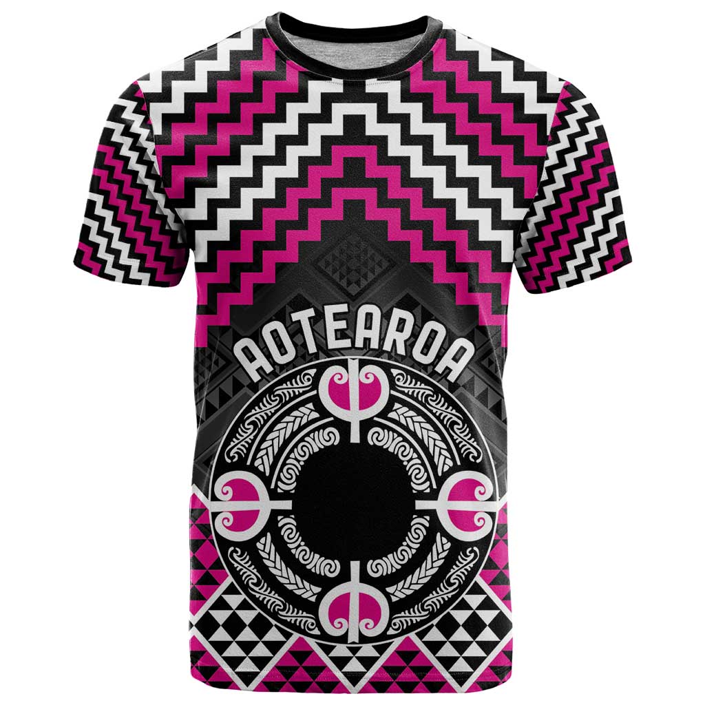 Personalised Aotearoa Niho Taniwha Motif T Shirt Pink Style