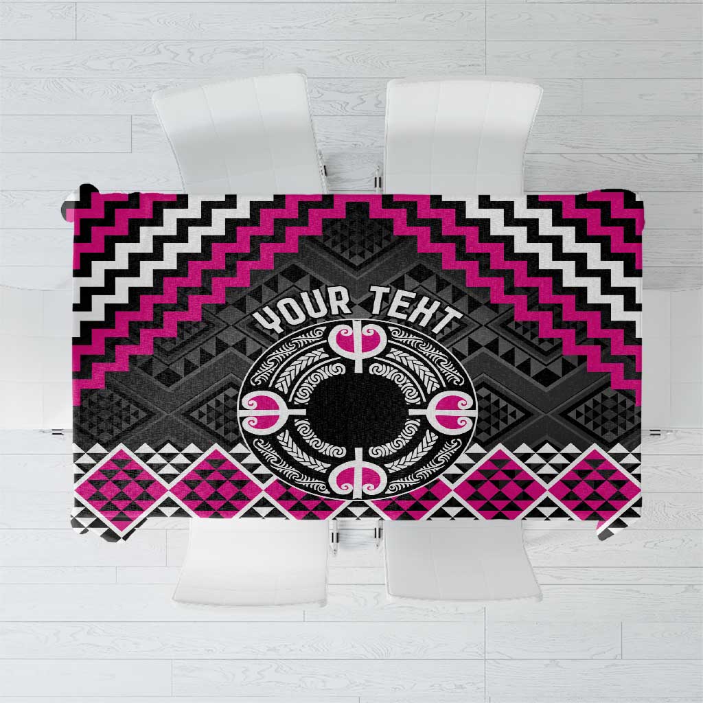 Personalised Aotearoa Niho Taniwha Motif Tablecloth Pink Style LT9 Pink - Polynesian Pride