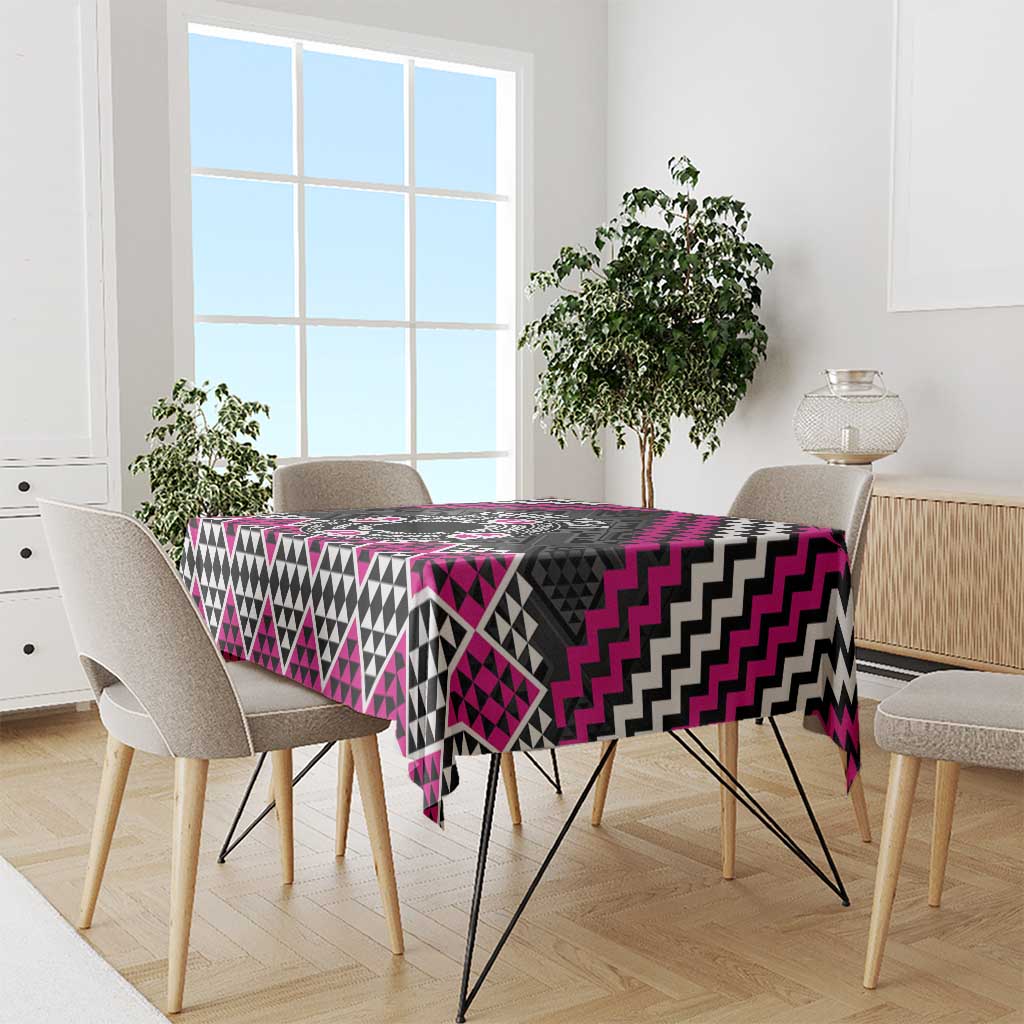 Personalised Aotearoa Niho Taniwha Motif Tablecloth Pink Style LT9 - Polynesian Pride