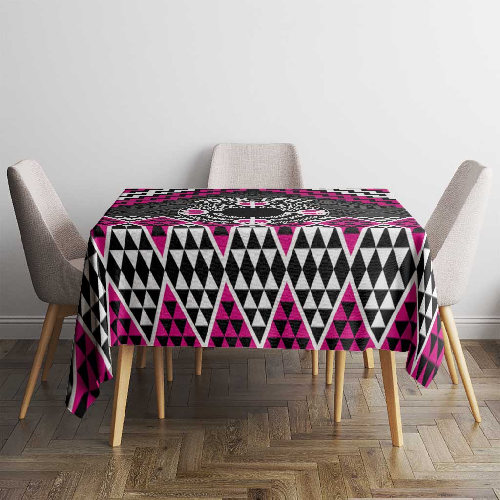 Personalised Aotearoa Niho Taniwha Motif Tablecloth Pink Style LT9 - Polynesian Pride