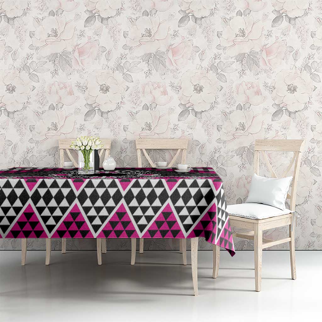 Personalised Aotearoa Niho Taniwha Motif Tablecloth Pink Style LT9 - Polynesian Pride