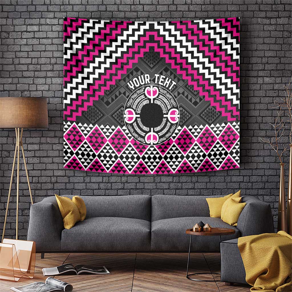 Personalised Aotearoa Niho Taniwha Motif Tapestry Pink Style