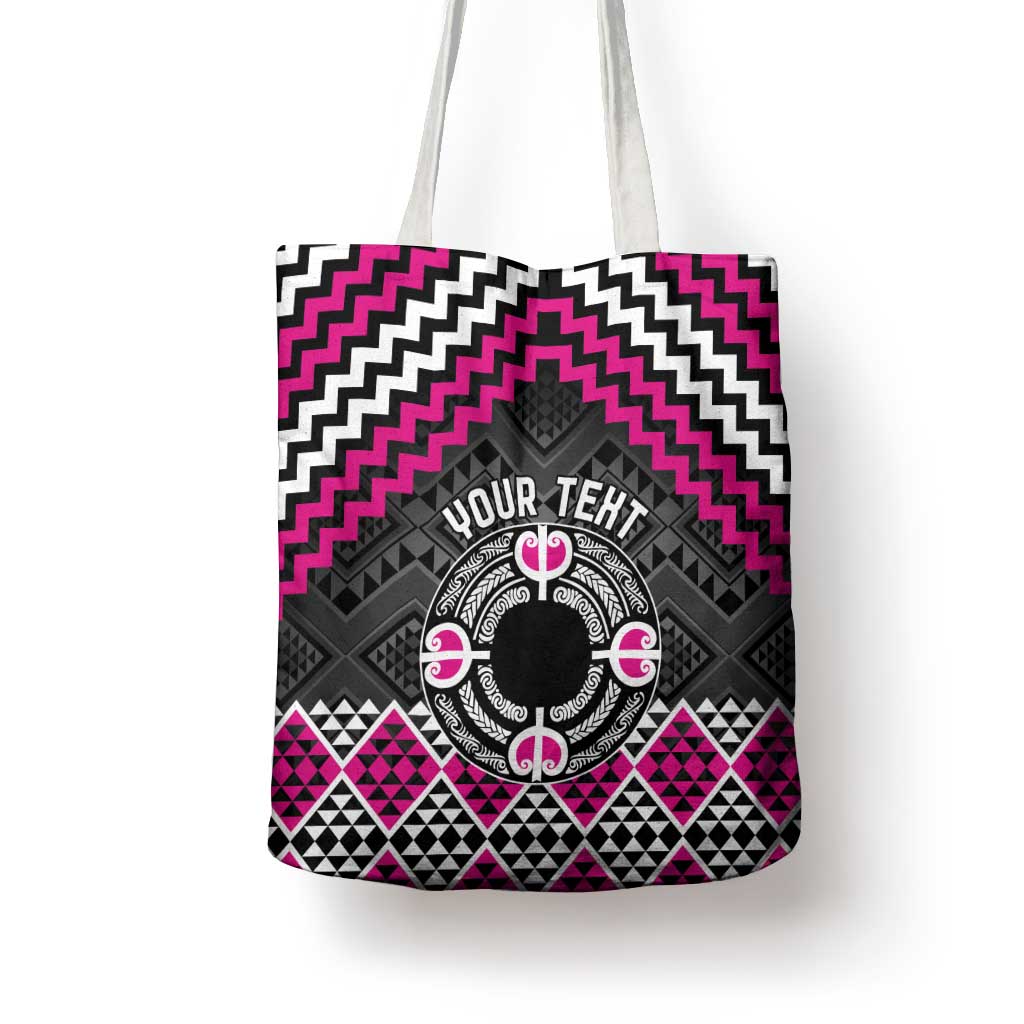 Personalised Aotearoa Niho Taniwha Motif Tote Bag Pink Style - Polynesian Pride