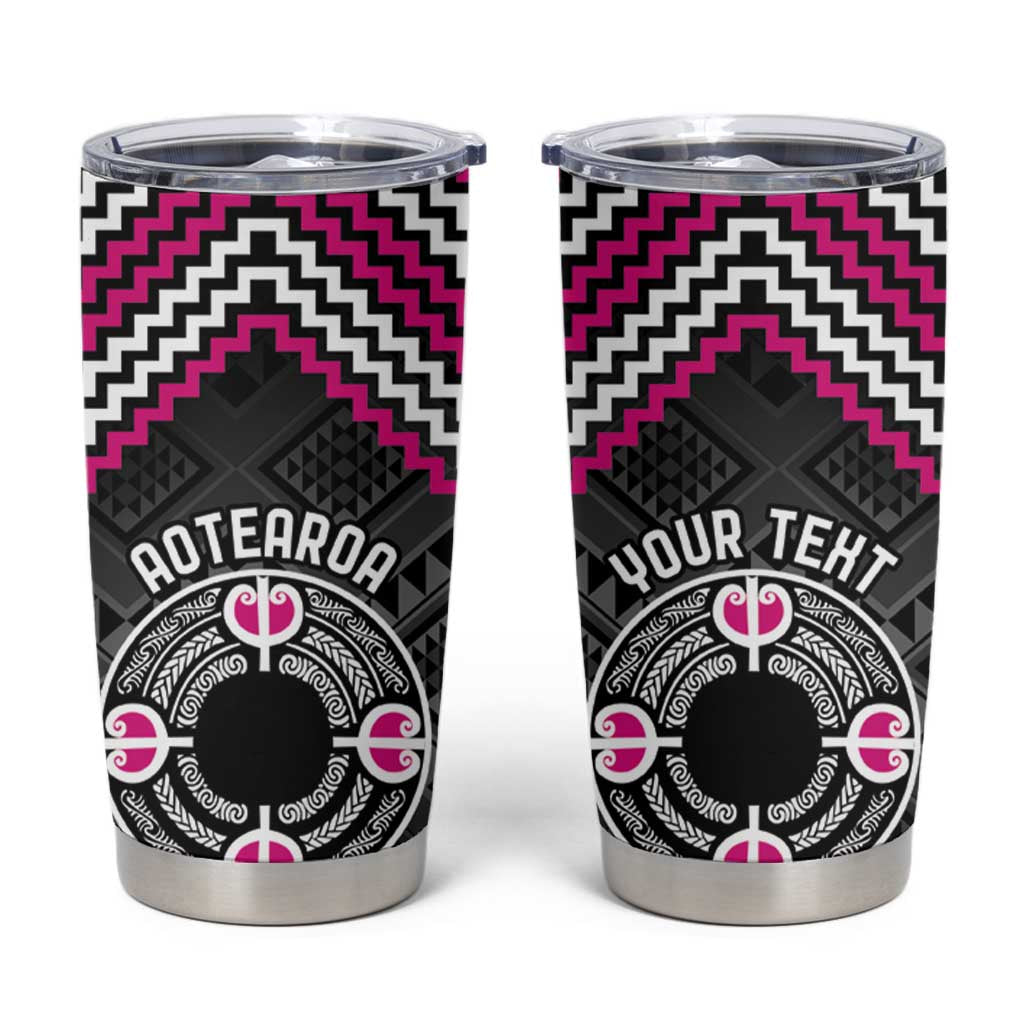 Personalised Aotearoa Niho Taniwha Motif Tumbler Cup Pink Style LT9 Pink - Polynesian Pride