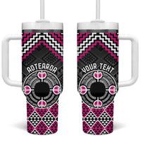 Personalised Aotearoa Niho Taniwha Motif Tumbler With Handle Pink Style LT9 One Size: 40 oz Pink - Polynesian Pride