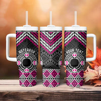 Personalised Aotearoa Niho Taniwha Motif Tumbler With Handle Pink Style LT9 - Polynesian Pride
