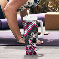 Personalised Aotearoa Niho Taniwha Motif Tumbler With Handle Pink Style LT9 - Polynesian Pride