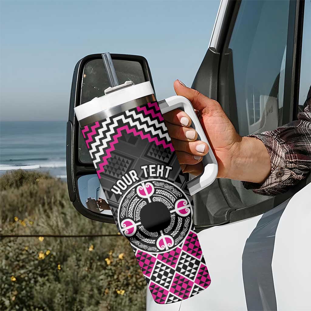 Personalised Aotearoa Niho Taniwha Motif Tumbler With Handle Pink Style LT9 - Polynesian Pride