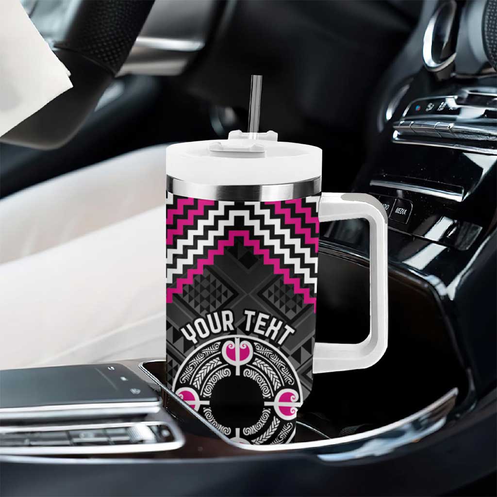 Personalised Aotearoa Niho Taniwha Motif Tumbler With Handle Pink Style LT9 - Polynesian Pride
