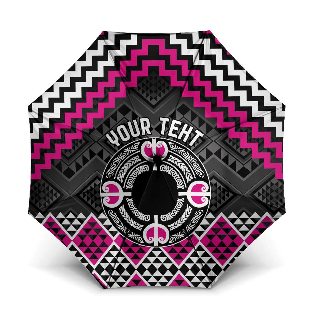 Personalised Aotearoa Niho Taniwha Motif Umbrella Pink Style - Polynesian Pride