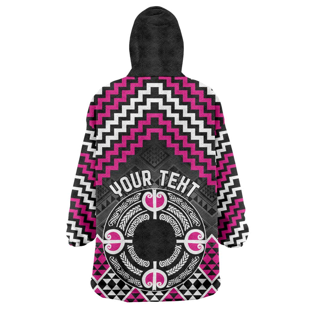 Personalised Aotearoa Niho Taniwha Motif Wearable Blanket Hoodie Pink Style LT9 - Polynesian Pride