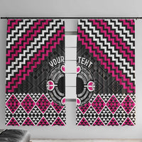 Personalised Aotearoa Niho Taniwha Motif Window Curtain Pink Style LT9 With Hooks Pink - Polynesian Pride