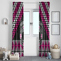 Personalised Aotearoa Niho Taniwha Motif Window Curtain Pink Style LT9 - Polynesian Pride