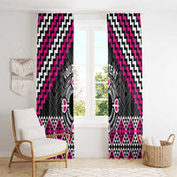 Personalised Aotearoa Niho Taniwha Motif Window Curtain Pink Style LT9 - Polynesian Pride