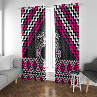 Personalised Aotearoa Niho Taniwha Motif Window Curtain Pink Style LT9 With Grommets Pink - Polynesian Pride