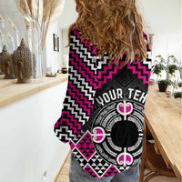 Personalised Aotearoa Niho Taniwha Motif Women Casual Shirt Pink Style