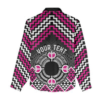 Personalised Aotearoa Niho Taniwha Motif Women Casual Shirt Pink Style