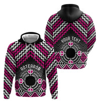 Personalised Aotearoa Niho Taniwha Motif Zip Hoodie Pink Style