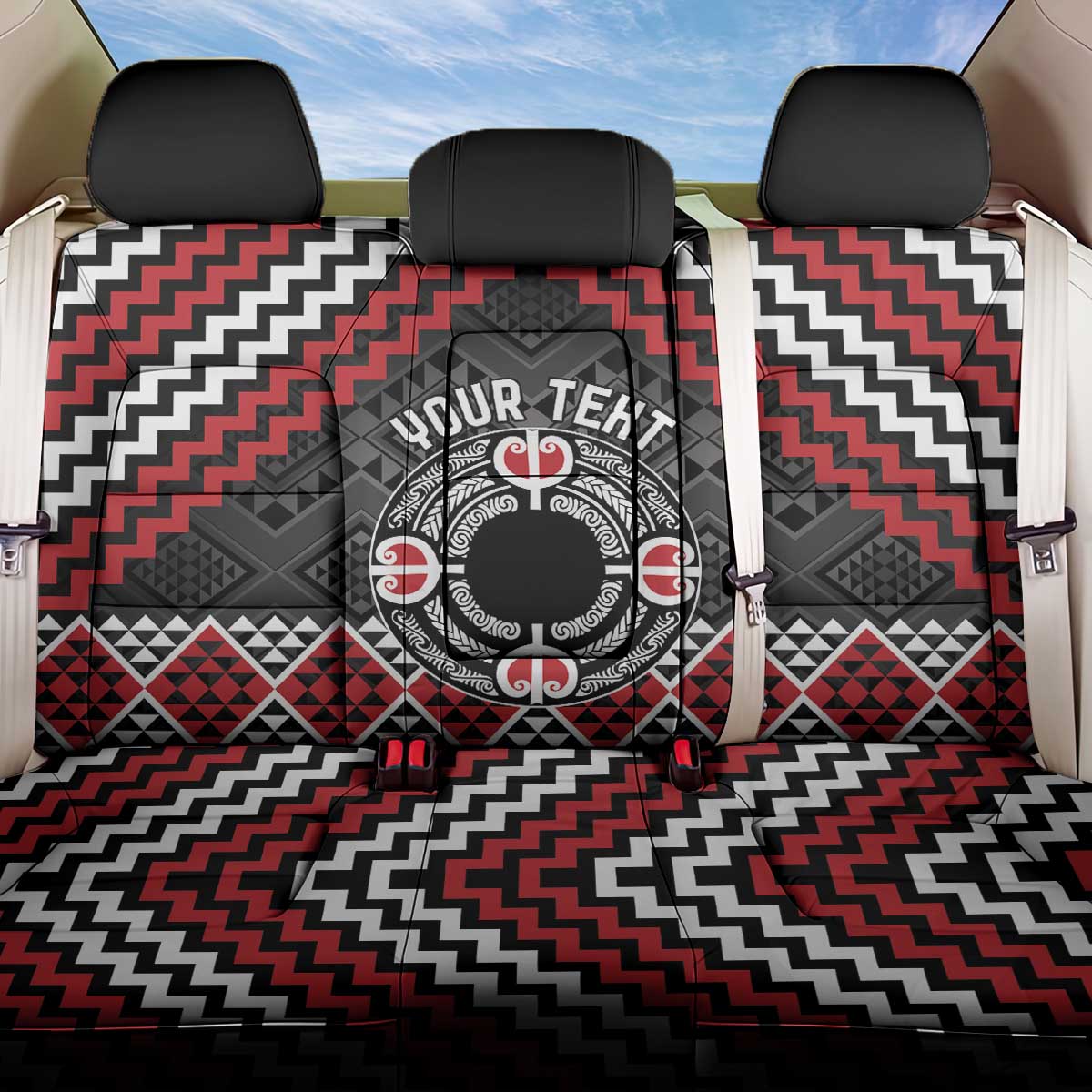 Personalised Aotearoa Niho Taniwha Motif Back Car Seat Cover Red Style