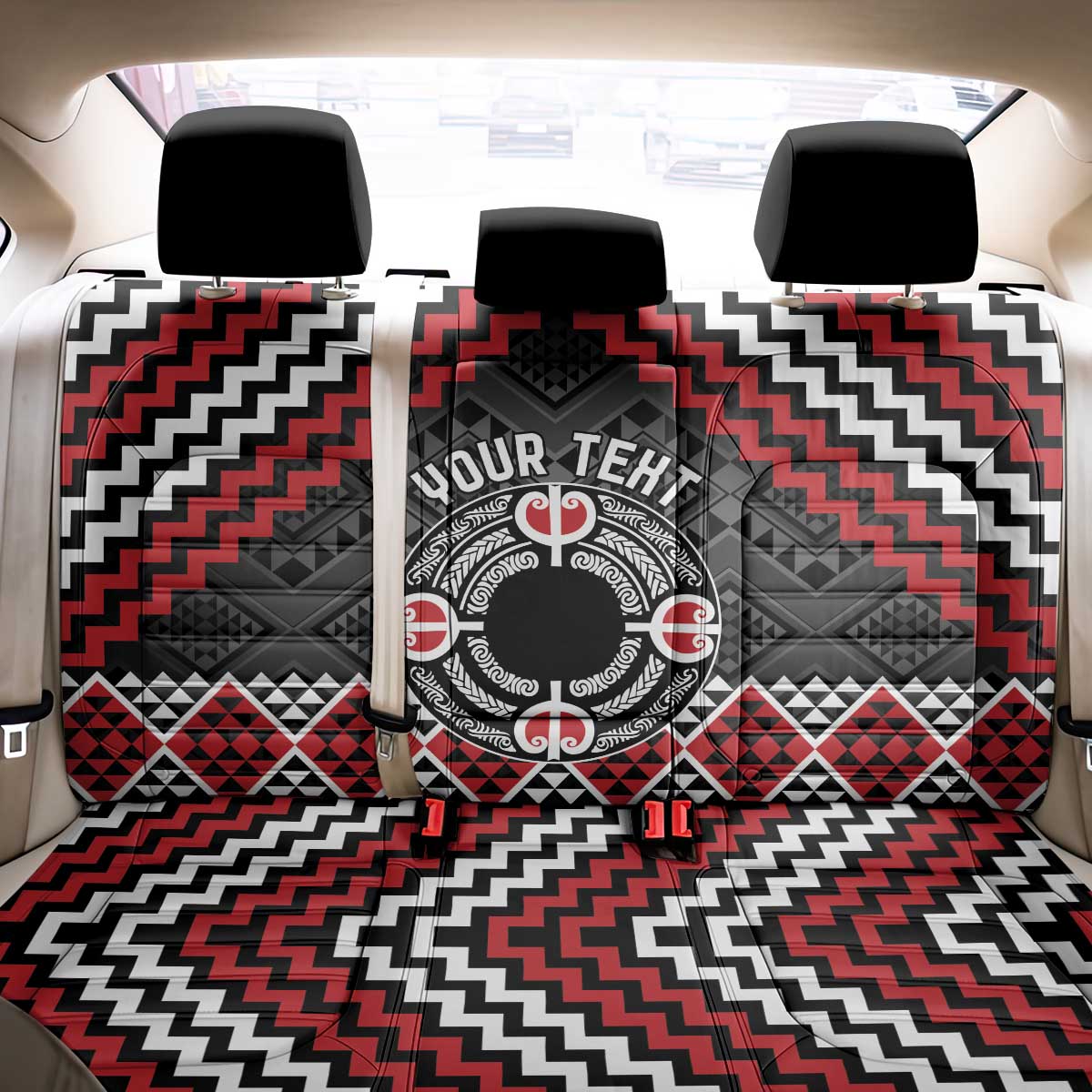 Personalised Aotearoa Niho Taniwha Motif Back Car Seat Cover Red Style