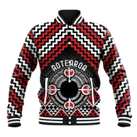 Personalised Aotearoa Niho Taniwha Motif Baseball Jacket Red Style LT9 Unisex Red - Polynesian Pride