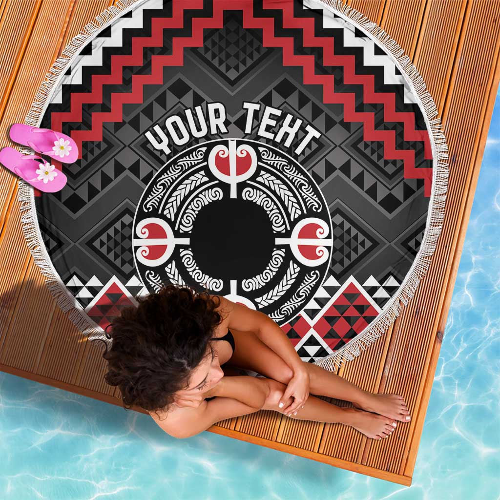 Personalised Aotearoa Niho Taniwha Motif Beach Blanket Red Style LT9 - Polynesian Pride