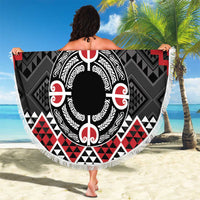 Personalised Aotearoa Niho Taniwha Motif Beach Blanket Red Style LT9 - Polynesian Pride