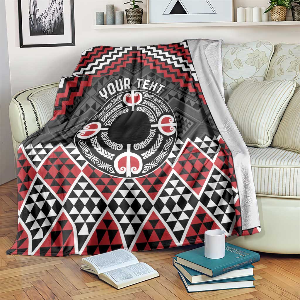 Personalised Aotearoa Niho Taniwha Motif Blanket Red Style LT9 Red - Polynesian Pride