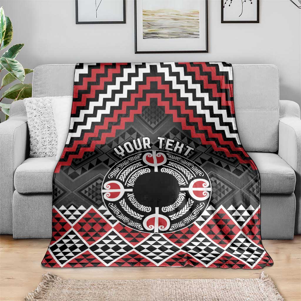 Personalised Aotearoa Niho Taniwha Motif Blanket Red Style LT9 - Polynesian Pride