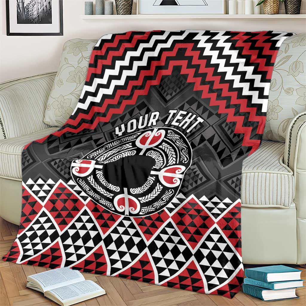 Personalised Aotearoa Niho Taniwha Motif Blanket Red Style LT9 - Polynesian Pride