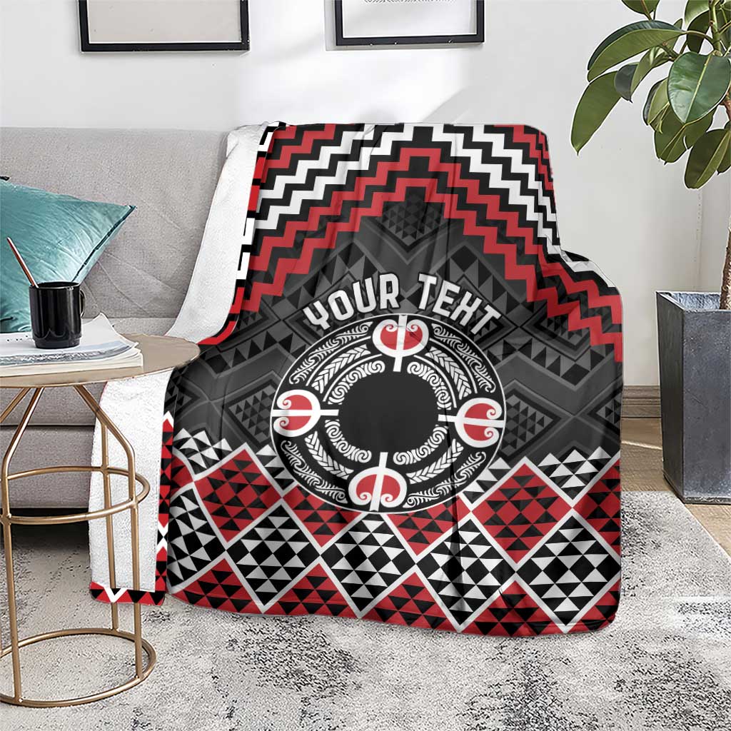 Personalised Aotearoa Niho Taniwha Motif Blanket Red Style LT9 - Polynesian Pride