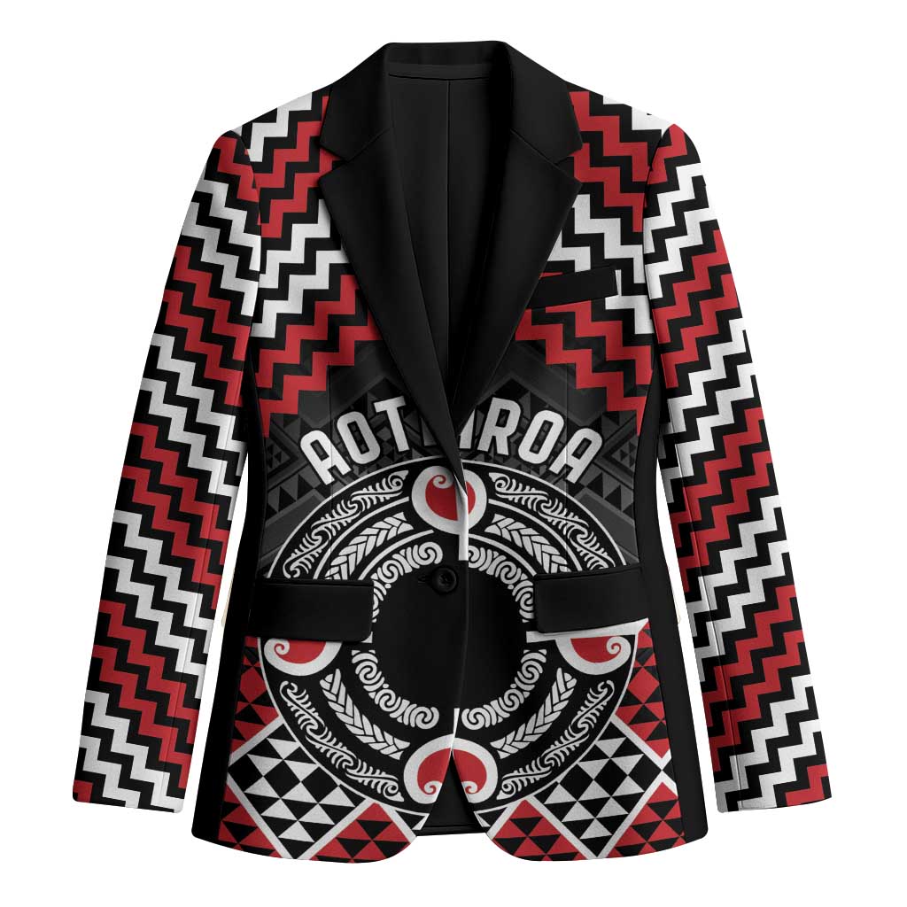 Personalised Aotearoa Niho Taniwha Motif Blazer Red Style - Polynesian Pride