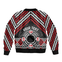 Personalised Aotearoa Niho Taniwha Motif Bomber Jacket Red Style