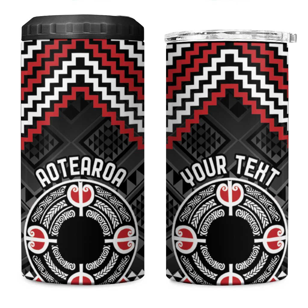 Personalised Aotearoa Niho Taniwha Motif 4 in 1 Can Cooler Tumbler Red Style LT9 One Size: 16 oz Red - Polynesian Pride