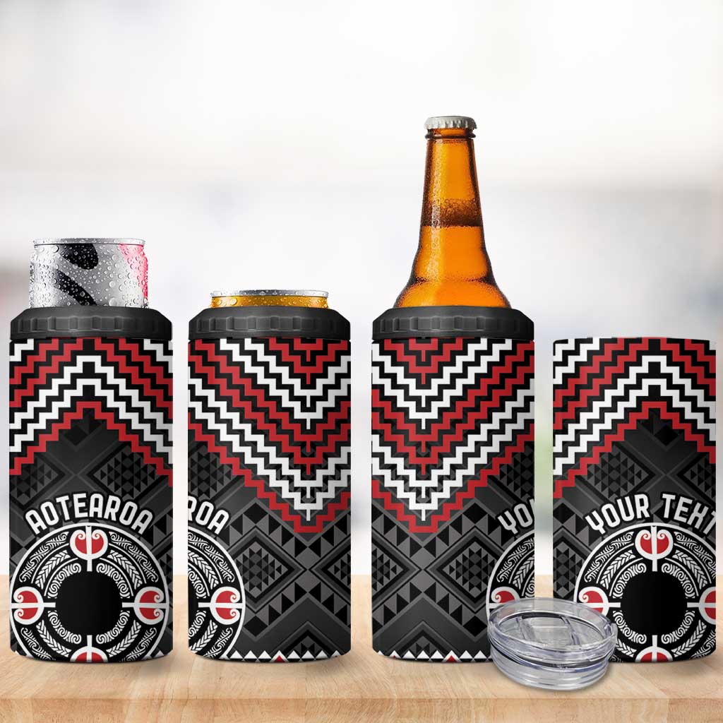 Personalised Aotearoa Niho Taniwha Motif 4 in 1 Can Cooler Tumbler Red Style LT9 - Polynesian Pride
