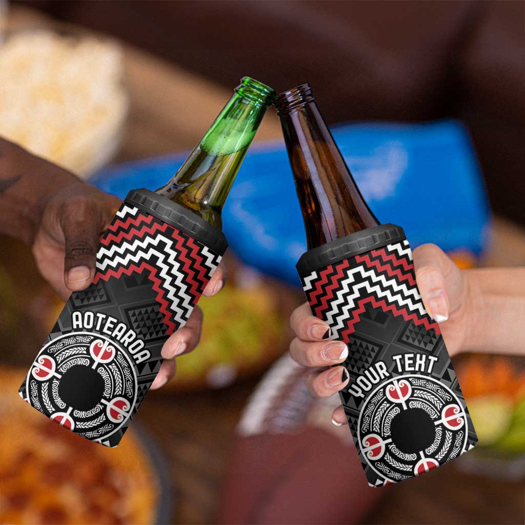 Personalised Aotearoa Niho Taniwha Motif 4 in 1 Can Cooler Tumbler Red Style LT9 - Polynesian Pride