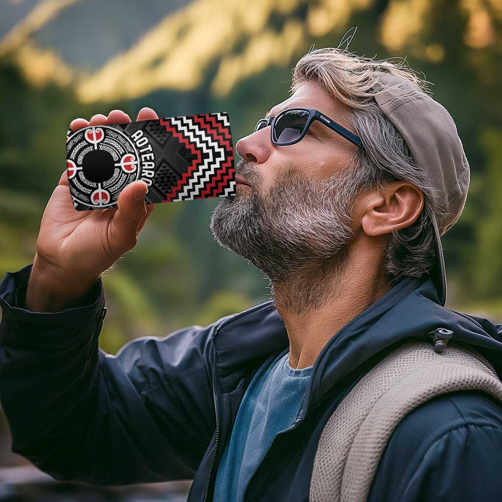 Personalised Aotearoa Niho Taniwha Motif 4 in 1 Can Cooler Tumbler Red Style LT9 - Polynesian Pride