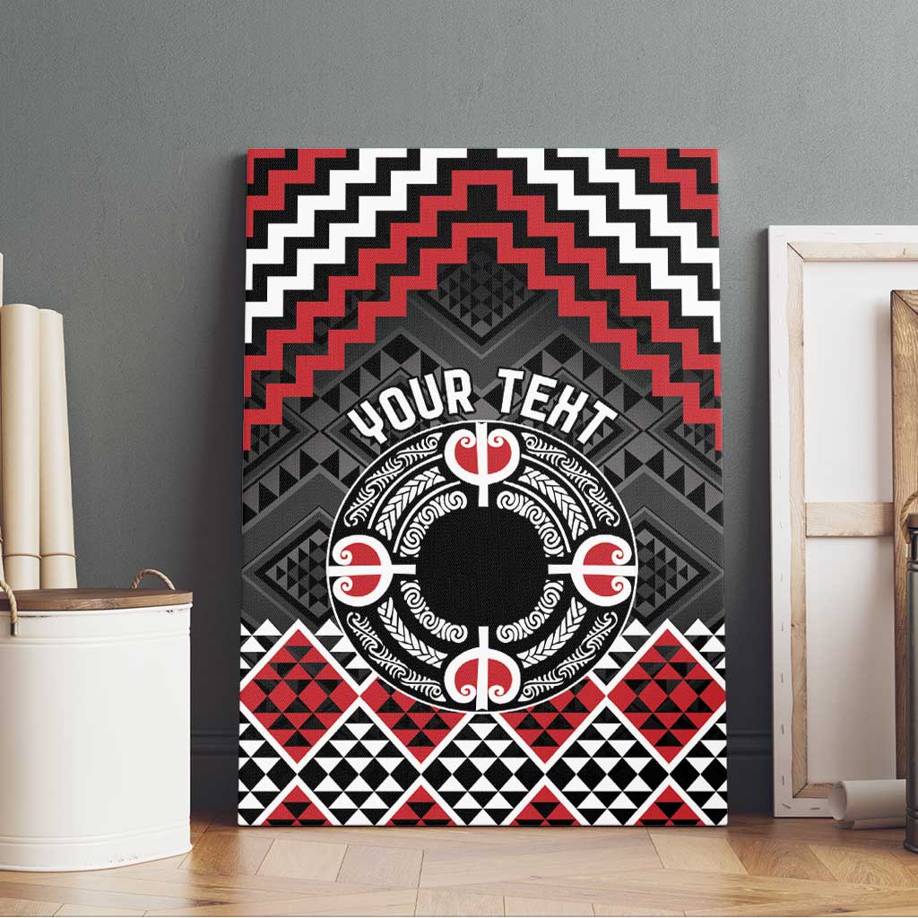 Personalised Aotearoa Niho Taniwha Motif Canvas Wall Art Red Style LT9 - Polynesian Pride