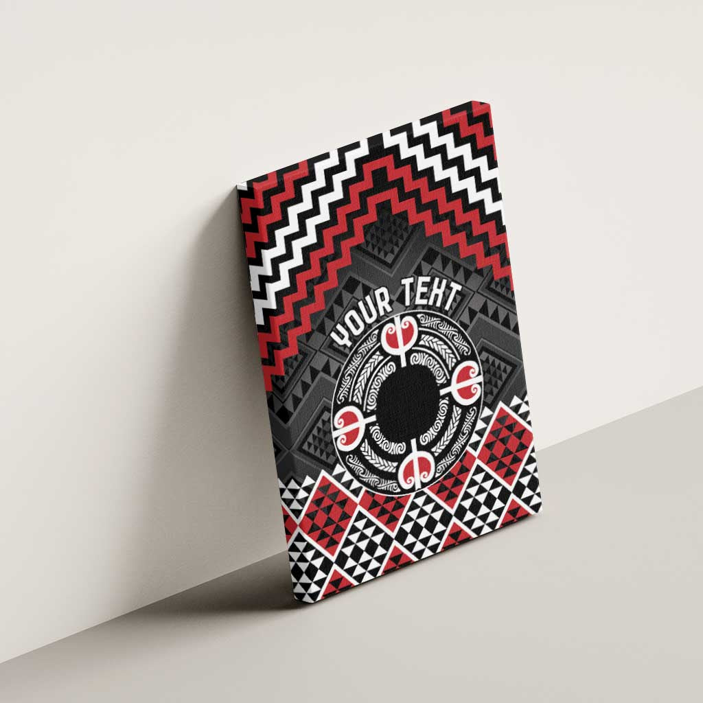 Personalised Aotearoa Niho Taniwha Motif Canvas Wall Art Red Style LT9 - Polynesian Pride