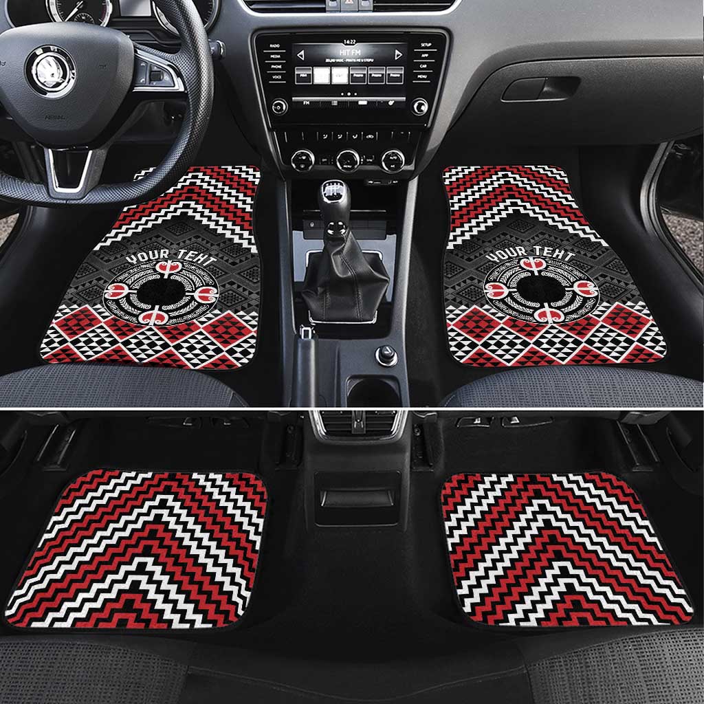 Personalised Aotearoa Niho Taniwha Motif Car Mats Red Style LT9 Set 4pcs Red - Polynesian Pride