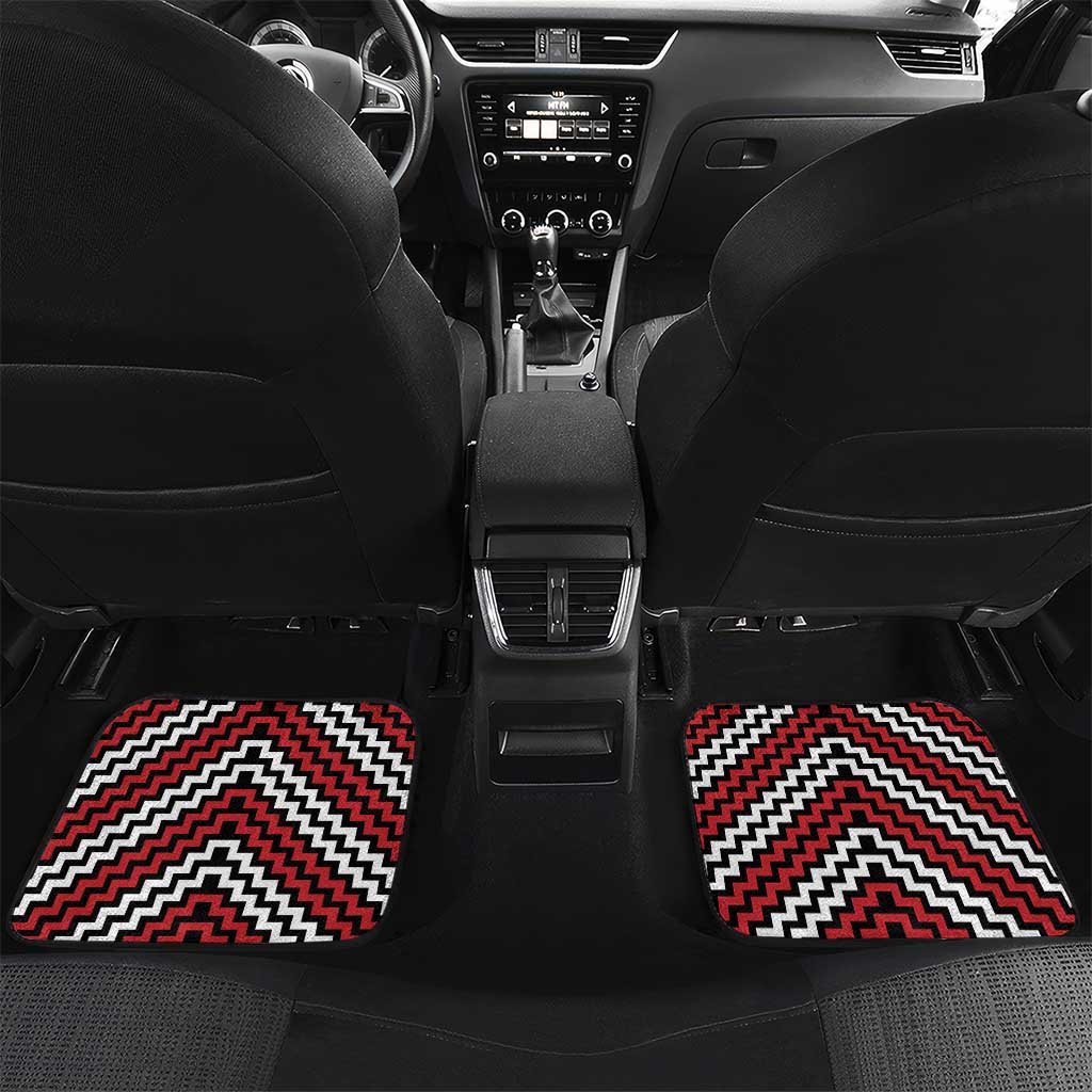 Personalised Aotearoa Niho Taniwha Motif Car Mats Red Style LT9 Set 2pcs - Back Red - Polynesian Pride