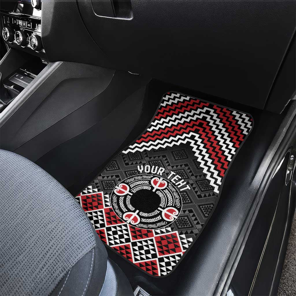 Personalised Aotearoa Niho Taniwha Motif Car Mats Red Style LT9 - Polynesian Pride