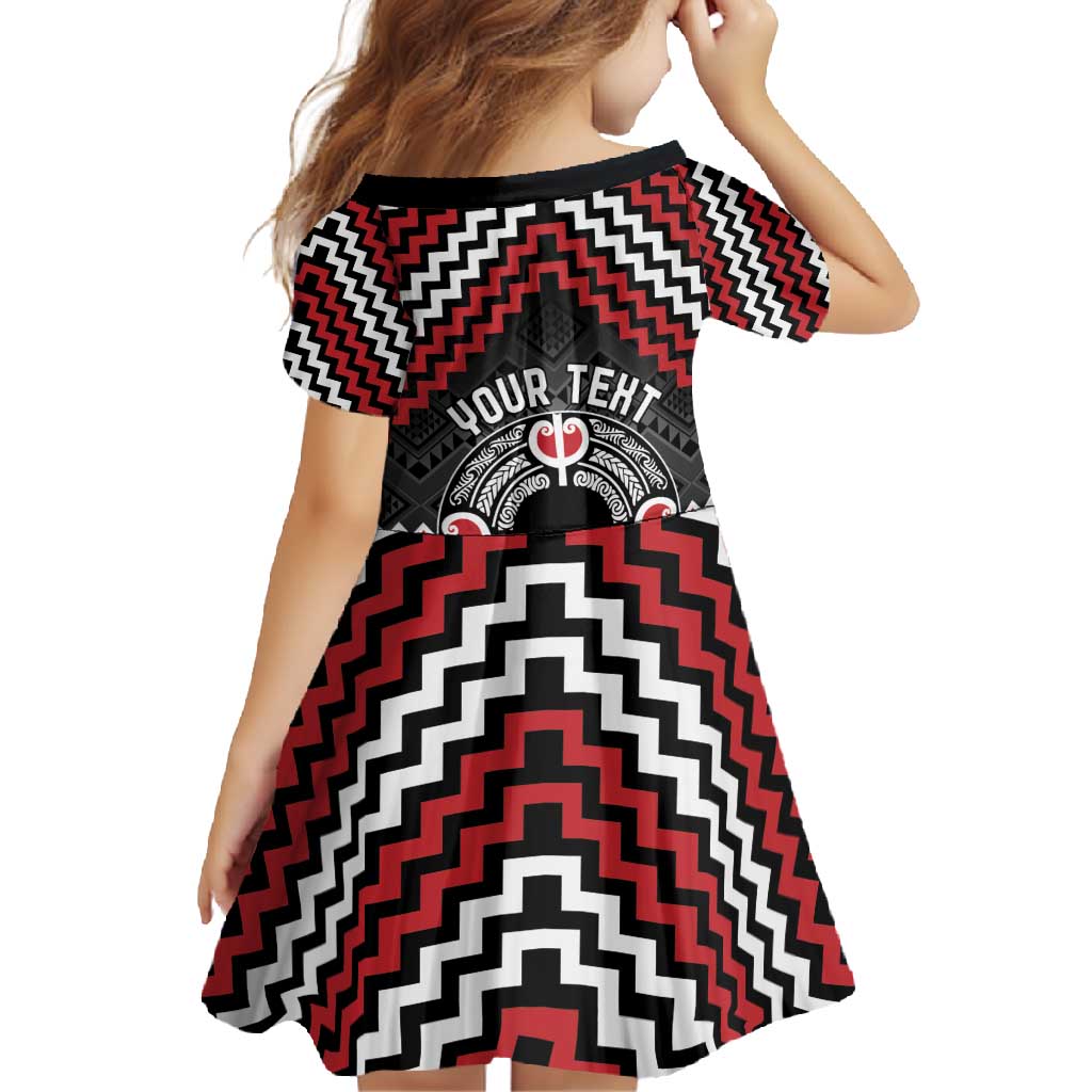 Personalised Aotearoa Niho Taniwha Motif Family Matching Long Sleeve Bodycon Dress and Hawaiian Shirt Red Style